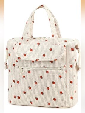 Large waterproof Strawberry-Print Cooler Bag